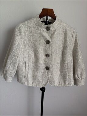 Mossimo Women’s Cream Textured Cropped Button Jacket M